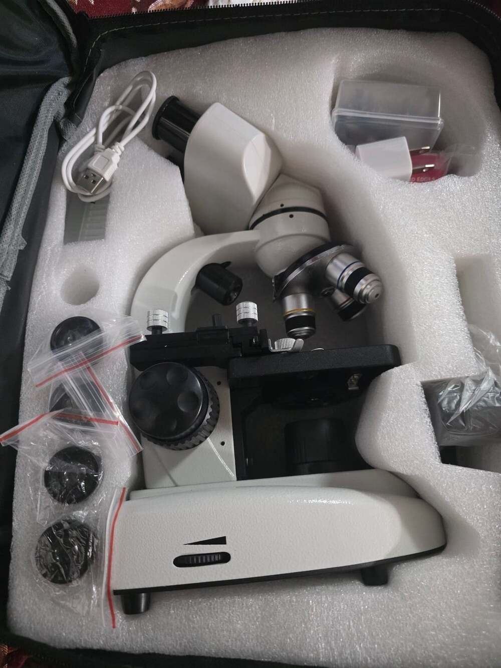 Biological microscope set 1000x magnification with case
